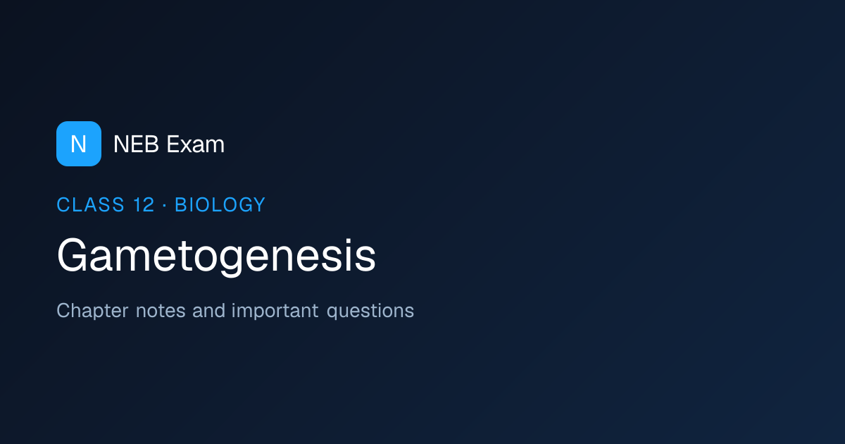 Class 12 Gametogenesis Notes (PDF) | NEB Exam